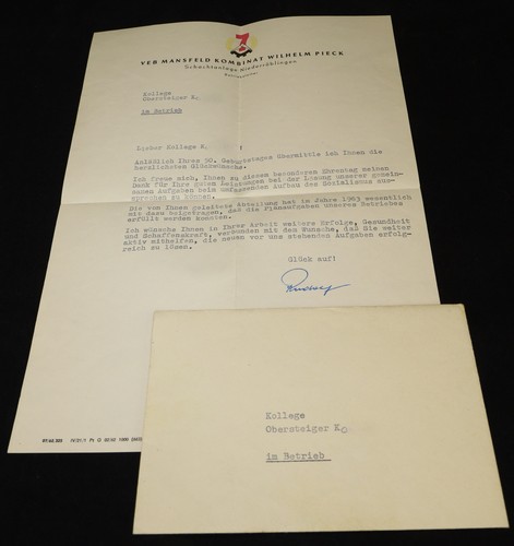 Brief mansfeld kombinat zum - kombinat,