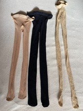3x schwarze beige Netzstrumpfhose grobe Maschen Kostüm Fasching Karneval
