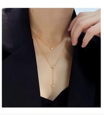 Halskette  Kette Damen Schmuck  Doppelkette gold Zirkon 36-40 cm