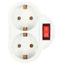 Doppelstecker Schuko mit Schalter 2 Fach Stecker Mehrfachstecker Adapterstecker