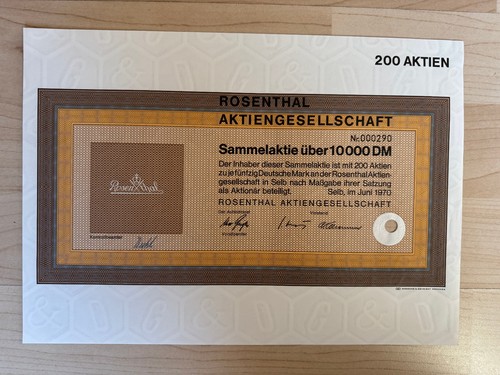 Aktie der rosenthal über - aktie,
