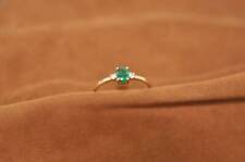 Natürliches Grün Smaragd und Diamant Edelstein 10k Gelbgold Damen Hochzeit Ring