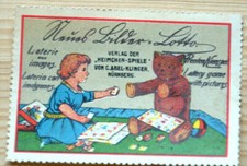 39254 Vignette Werbemarke Lotto Verlag der Heimchen Spiele G.Abel Klinger Nürnbe