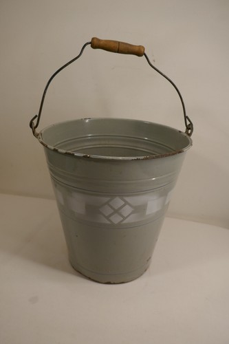 Alter emaille eimer grau - eimer,