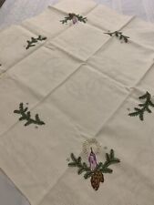 Weihnachtsdecke Quadratischste Tischdecke Beige Grün Lila 