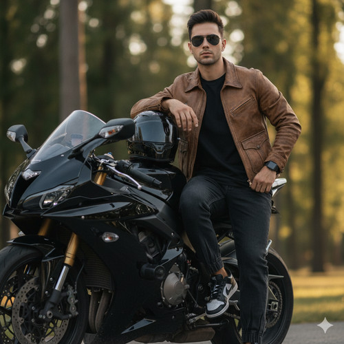 Herren slim fit motorradjacke - fit,