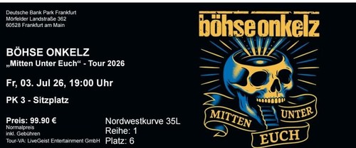 Konzertkarten böhse onkelz - konzertkarten,