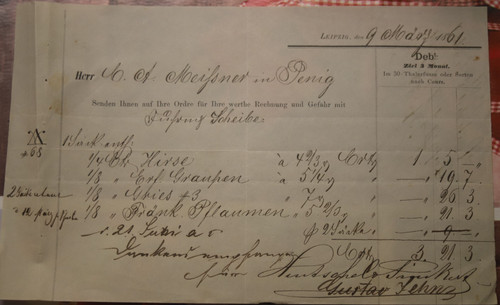 Rechnung brief 1861 - 1861, leipzig