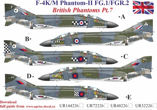 Decal m phantom ii - 1:32, f-4k/m