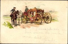 Litho Historische Kutsche, Reiter - 10631567