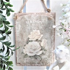 Wandbild Anhänger Tür Hänger Holz Schild Deko Bild Vintage Shabby Chic Rosen