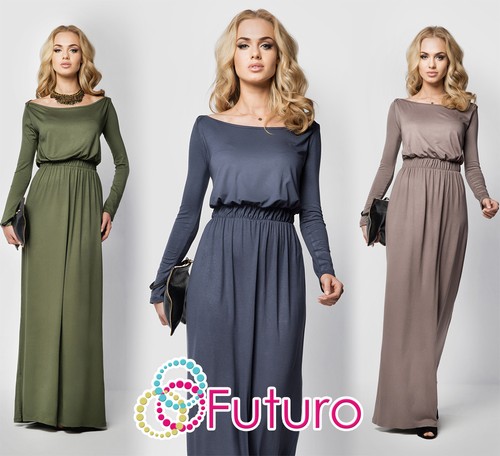 Langarm damen maxikleid - damen-maxikleid, in