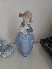 Porzellan Figur Lladro Nao Spanien Mädchen mit Welpen Hund Porzellanfigur
