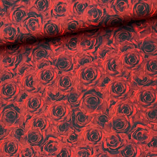 Stoff Meterware Baumwollstoff Patchwork 50 cm Rosenmuster Blumen Rote Rosen