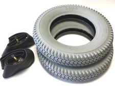 2x Rollstuhlreifen 3.00-8 grau Block + 2x Schlauch WV für Elektro Mobil Scooter