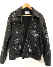 Schwarze, vintage, beschriftete Jeansjacke in Größe M/L (sehr guter Zustand)