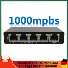 5-Port Gigabit Desktop Netzwerk Switch Ethernet RJ45 LAN Verteiler HUB schwarz