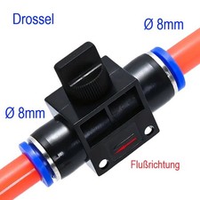 8mm Drossel Pneumatik Luftstrom Regulier Ventil Druckluft Steck Fitting 8mm