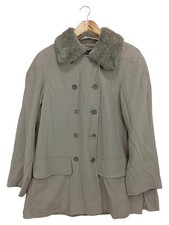 RIANI Damen Wintermantel Gr. 38/M Beige Klassisch mit Fellkragen