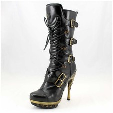 New Rock Stiefel Gr. 38 M.Punk schwarz Echtleder Plateaustiefel (#3860)