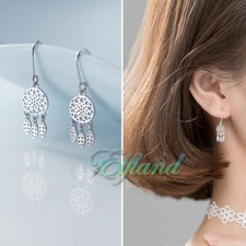 Echt 925 Sterling Silber *Ohrschmuck Ohrringe Ohrhänger * Traumfänger Feder Boho