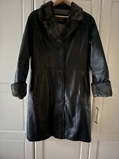 MORENA art of fashion Damen Ledermantel Trenchcoat Schwarz Gr.38 Sehr Gut