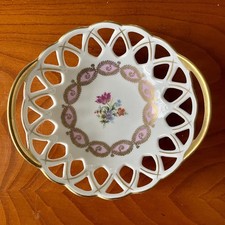 Porzellan Manufaktur Martinroda Schälchen durchbrochener Rand Goldrand