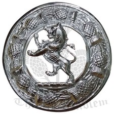 Herren Schottische Rampant Löwe Fly Plaid Brosche Chrom / Kilt Fly Plaid Brosche