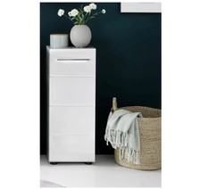 Badschrank Freistehend 32x82x28 cm Hochglanz weiß grau Kommode NEU *