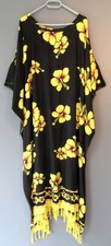 Kaftan Kleid lang SCHWARZ GELB BLUMEN XXL 2XL 3XL 4XL 52 54 56 58 60 -C564
