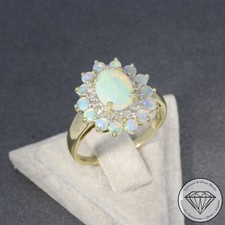 Wert 990 € Diamant Opal Ring 585 14 Karat Gelb Gold xxyy