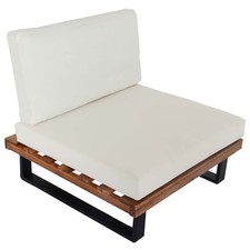 B-Ware 2er-Set Lounge-Sessel MCW-H54, Holz Alu, hellbraun, Polster cremeweiß