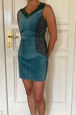EchtLederkleid Etui /Retro/Sommer 38, Größe m, blau, grau, grün