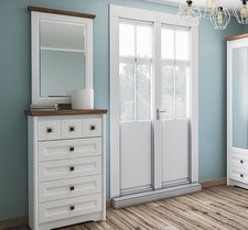 Kommode "Tiwoli" Spiegel 69cm weiß gewischt eiche sterling Front MDF (17104)