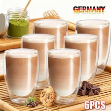 6 Stück Doppelwandgläser Latte Gläser doppelwandig 350ml Cappuccino Tassen DE