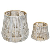 2er Set Windlicht Weiß Gold