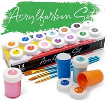 Acrylfarben Set mit Pinseln 14
