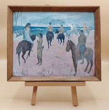 Vintage Bild " Reiter am Strande " von Paul Gauguin - Druck im Holzrahmen
