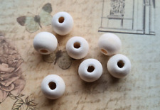 50 Natur Holzperlen Roh Großlochperlen 12 mm Rund Loch 4 mm Schmuck