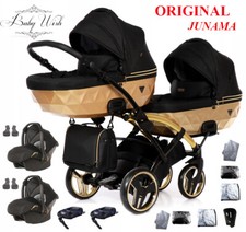 JUNAMA SPIEGEL SATIN DUO SCHLANKER BABY KINDERKINDERWAGEN ZWEIKINDERWAGEN 2in1, 3in1 ISOFIX BASIS