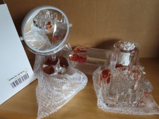 Badset Bad-Accessoires 4tlg Drehspiegel Schale Halter Wattestäbchenschale