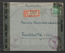 Alliierte Bes. R-Brief Wuppertal-Ronsdorf nach Frankfurt, Zensur 1947 #1099312