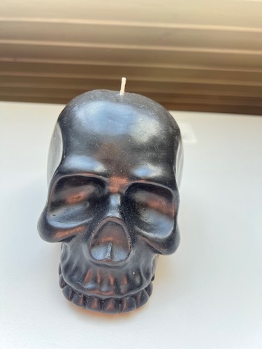 Totenkopf kerze schwarz groß - totenkopf,