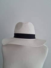 Schöner Herren Panama Hut weiß  mit schwarzem Band Gr.57 ungetragen 