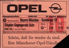 3598 Ticket Bl 92/93 FC Bayern