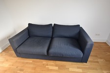 Schlafsofa, Schlafcouch, Bettsofa, Bettcouch mit blauem Stoffbezug - 2 Sitzer