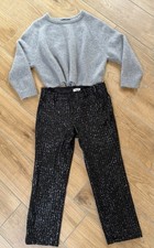 Zadig & Voltaire Deluxe Hose Posh Pailletten schwarz Seidenfutter Gr. 38 NEUW