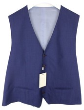 Suitsupply Ferrara Weste Herren UK 54 Wolle Knopfverschluss Gefüttert Blau