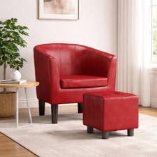 Clubsessel mit Hocker Weinrot