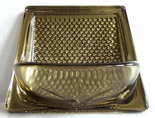 Seifen Kachel 70er Jahre GLAS Fliese 15 x 15 cm anthrazit klar Gold glänzend